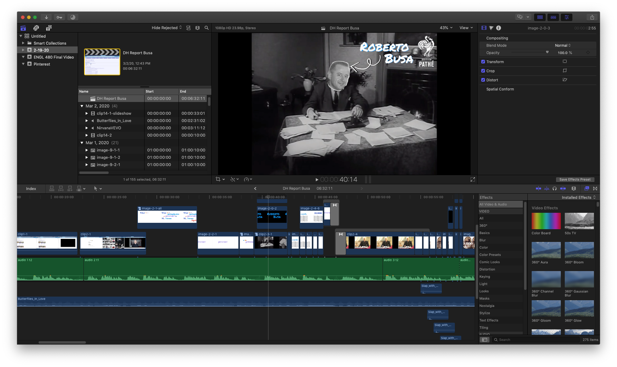 Screenshot of DH Project Video in Final Cut Pro