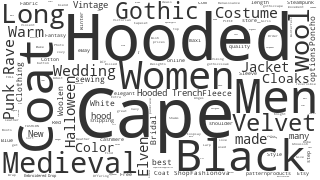 wordcloud from the search "cloak"