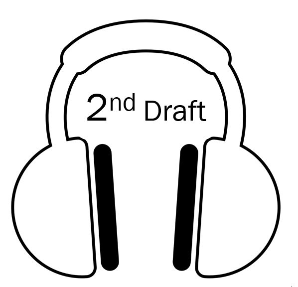 black and white headphones with words "second draft"
