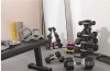 dumbbells and weightlifting equipment